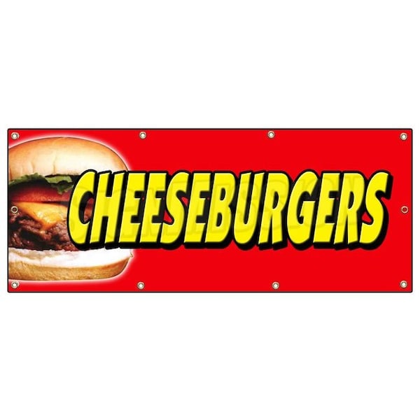 CHEESEBURGERS BANNER SIGN hamburger burger cheese signs char broiled
